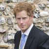 Le prince Harry au mariage de Lady Laura Marsham et James Meade dans le Norfolk le 14 septembre 2013.