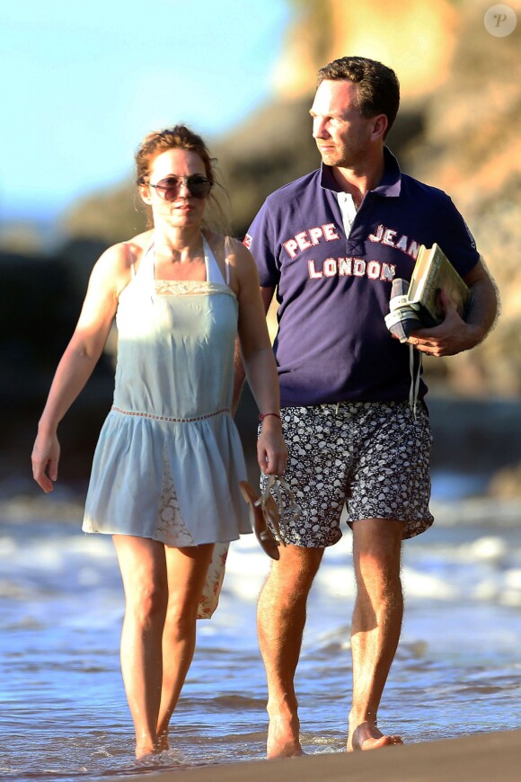 Exclusif - Geri Halliwell et son fiancé en vacances à Sainte-Lucie, le 28 décembre 2014.