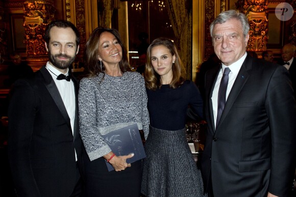 Benjamin Millepied, Katia Toledano, Natalie Portman et Sidney Toledano - 40e anniversaire du Conseil Pasteur-Weizmann à l'Opéra Garnier à Paris le 12 janvier 2015.