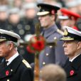 Le prince Andrew (à droite du prince Charles) lors du dimanche du souvenir à Londres le 9 novembre 2014 