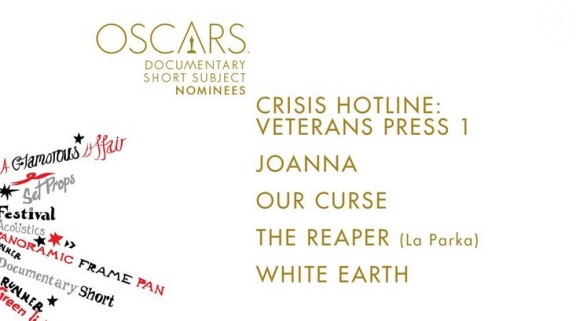 Les nommés à l'Oscar du meilleur court documentaire.