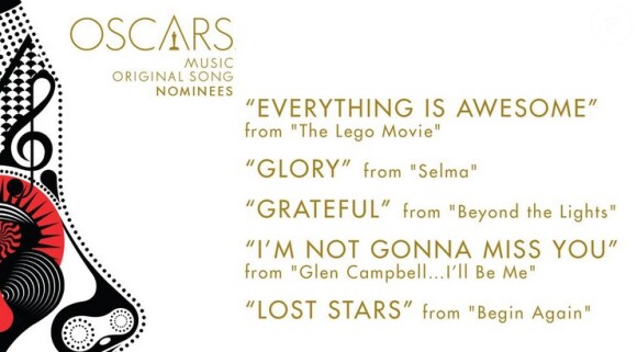 Les nommés à l'Oscar de la meilleure chanson originale.