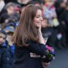 Kate Middleton, duchesse de Cambridge, enceinte de 6 mois, s'est rendue à l'école primaire Barlby dans l'ouest de Londres le 15 janvier 2015 pour baptiser The Clore Art Room, un atelier d'art-thérapie sous l'égide de The Art Room, dont elle est la marraine.