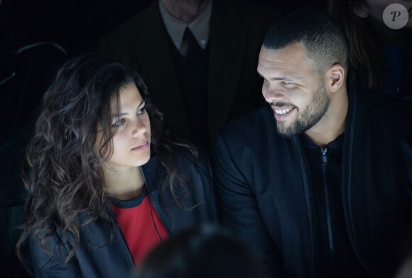 Jo-Wilfried Tsonga et sa compagne Noura - People au défilé de mode hommes Y-3 collection prêt-à-porter Automne Hiver 2015/2016 au Couvent des Cordeliers à Paris, le 25 janvier 2015