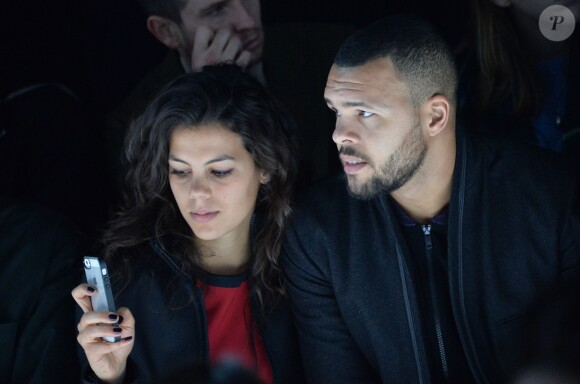 Jo-Wilfried Tsonga et sa compagne Noura - People au défilé de mode hommes Y-3 collection prêt-à-porter Automne Hiver 2015/2016 au Couvent des Cordeliers à Paris, le 25 janvier 2015