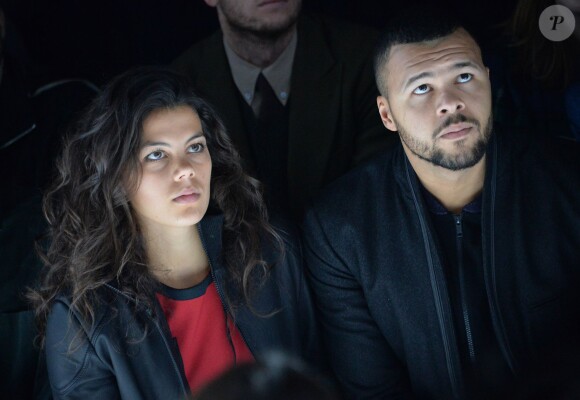 Jo-Wilfried Tsonga et sa compagne Noura - People au défilé de mode hommes Y-3 collection prêt-à-porter Automne Hiver 2015/2016 au Couvent des Cordeliers à Paris, le 25 janvier 2015