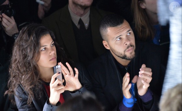 Jo-Wilfried Tsonga et sa compagne Noura - People au défilé de mode hommes Y-3 collection prêt-à-porter Automne Hiver 2015/2016 au Couvent des Cordeliers à Paris, le 25 janvier 2015