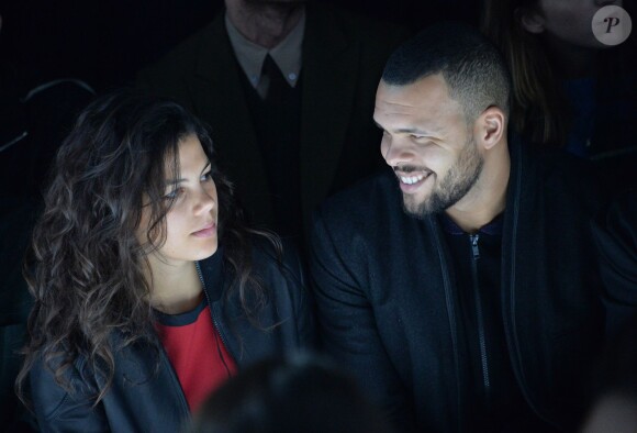 Jo-Wilfried Tsonga et sa compagne Noura - People au défilé de mode hommes Y-3 collection prêt-à-porter Automne Hiver 2015/2016 au Couvent des Cordeliers à Paris, le 25 janvier 2015
