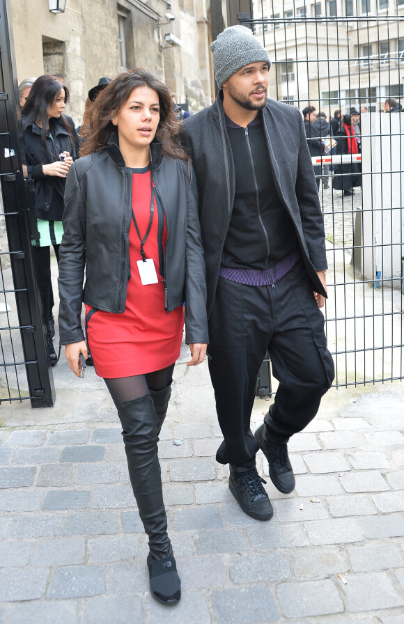 Jo-Wilfried Tsonga en compagnie de sa belle Noura - People au défilé de mode hommes Y-3 collection prêt-à-porter Automne Hiver 2015/2016 au Couvent des Cordeliers à Paris, le 25 janvier 2015