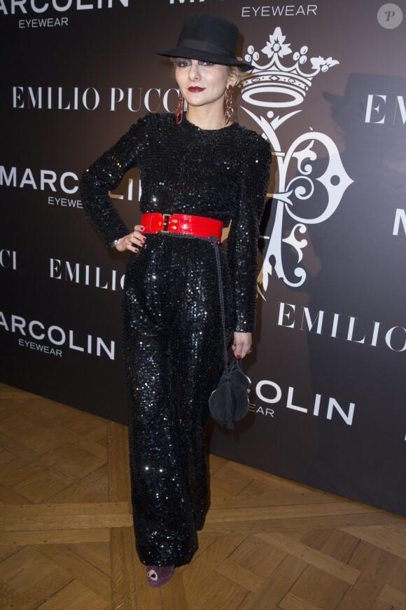 Catherine Baba assiste au dîner de présentation d'Emilio Pucci Eyewear par Marcolin à l'ambassade d'Italie. Paris, le 26 janvier 2015.