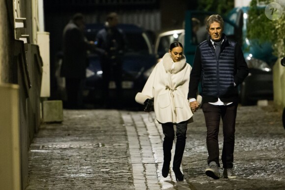 Dominique Desseigne et sa compagne Alexandra Cardinale, à la fête d'anniversaire organisée à l'occasion des 60 ans de Nicolas Sarkozy à son domicile à Paris, le 30 janvier 2015.