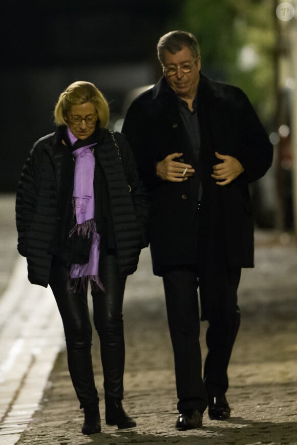 Patrick Balkany et sa femme Isabelle Balkany, à la fête d'anniversaire organisée à l'occasion des 60 ans de Nicolas Sarkozy à son domicile à Paris, le 30 janvier 2015.