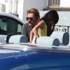 Exclusif - Johnny Hallyday emmène sa fille Jade déjeuner en Rolls-Royce décapotable bleue dans un restaurant à Pacific Palisades, le 31 janvier 2015.