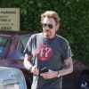 Exclusif - Le chanteur Johnny Hallyday emmène sa fille Jade déjeuner en Rolls-Royce décapotable bleue dans un restaurant à Pacific Palisades, le 31 janvier 2015.
