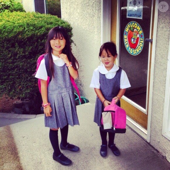 Retour à l'école pour Jade et Joy, à Los Angeles, le 11 février 2013.