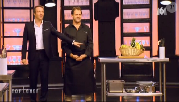 Stéphane Rotenberg et Michel Sarran, dans Top Chef 2015 sur M6, le lundi 2 février 2015.