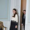 La princesse Madeleine de Suède, enceinte de cinq mois de son deuxième enfant, et son mari Christopher O'Neill étaient reçus le 2 février 2015 à déjeuner au château de Gävle.