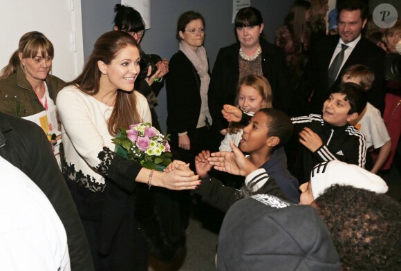 La princesse Madeleine de Suède, enceinte de 5 mois de son deuxième enfant, et son mari Christopher O'Neill étaient le 2 février 2015 en visite officielle à Gävle.