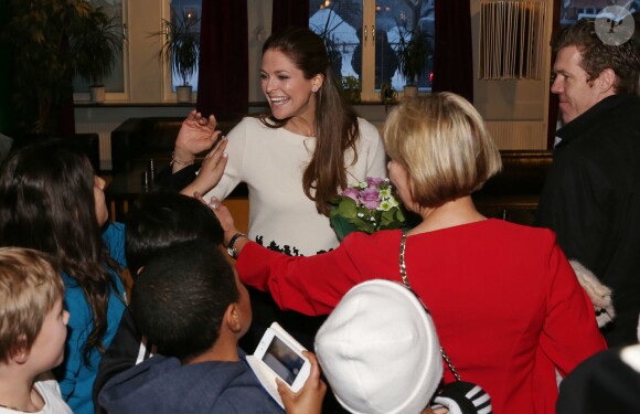 La princesse Madeleine de Suède, enceinte de 5 mois de son deuxième enfant, et son mari Christopher O'Neill étaient le 2 février 2015 en visite officielle à Gävle.