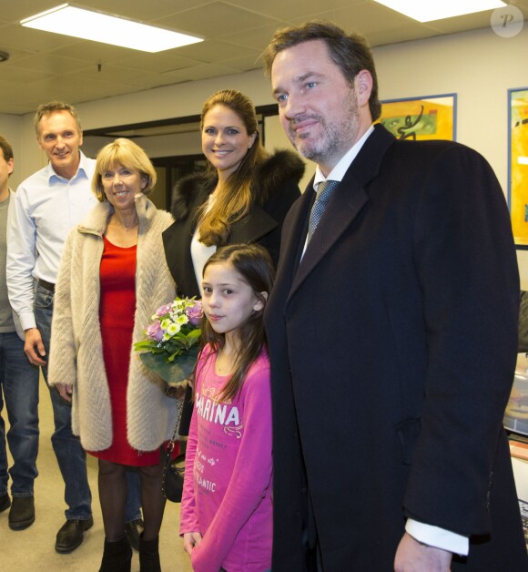 La princesse Madeleine de Suède, enceinte de 5 mois de son deuxième enfant, et son mari Christopher O'Neill étaient le 2 février 2015 en visite officielle à Gävle.