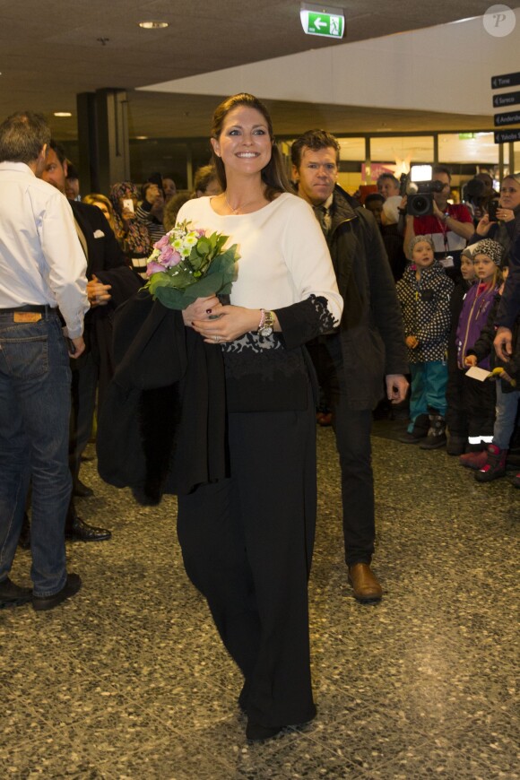 La princesse Madeleine de Suède, enceinte de 5 mois de son deuxième enfant, et son mari Christopher O'Neill étaient le 2 février 2015 en visite officielle à Gävle.