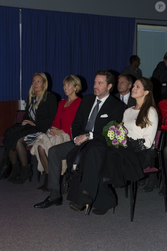 La princesse Madeleine de Suède, enceinte de 5 mois de son deuxième enfant, et son mari Christopher O'Neill étaient le 2 février 2015 en visite officielle à Gävle.