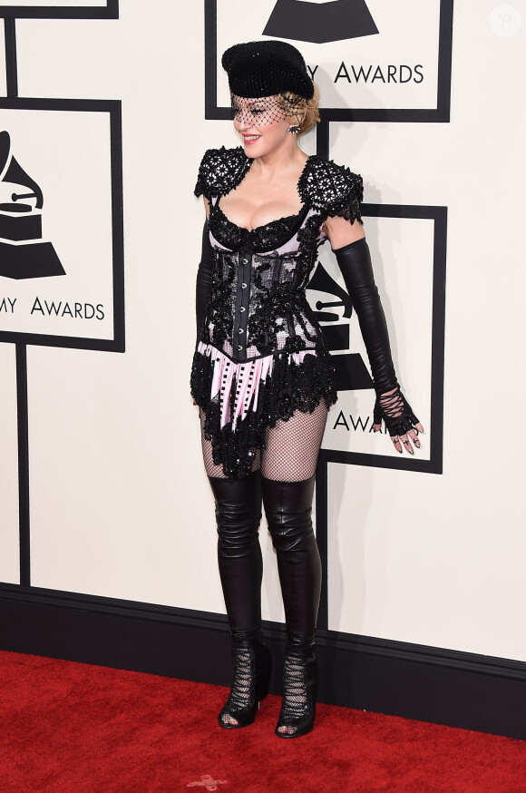 La chanteuse Madonna - 57e soirée annuelle des Grammy Awards au Staples Center à Los Angeles, le 8 février 2015.