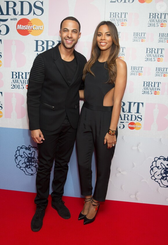 Marvin Humes et sa femme Rochelle Humes pour l'annonce des nomination des "Brit Awards 2015 with MasterCard" à Londres, le 15 janvier 2015. 