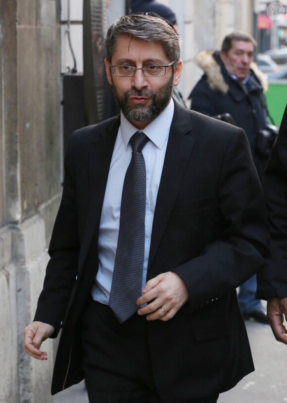Le grand rabbin de France Haïm Korsia - Hommage à Roger Hanin à la synagogue de la rue Buffault à Paris, le 12 février 2015.