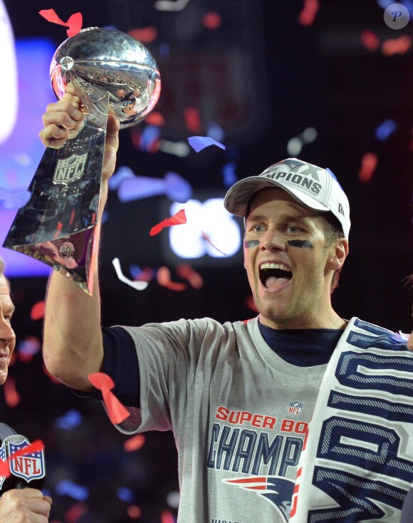 Tom Brady après sa victoire au Super Bowl avec les Patriots de New England, le 1er février 2015 au University of Phoenix Stadium de Glendale