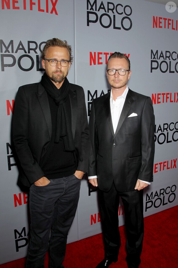 Joachim Ronning et Espen Sandberg, les réalisateurs de Pirates des Caraïbes 5, à New York, le 2 décembre 2014.
