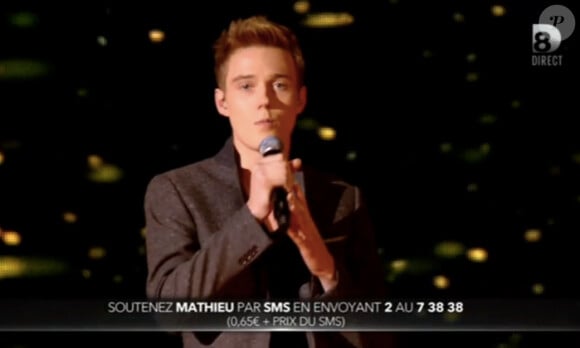 Mathieu, dans Nouvelle Star sur D8, le jeudi 12 février 2015.
