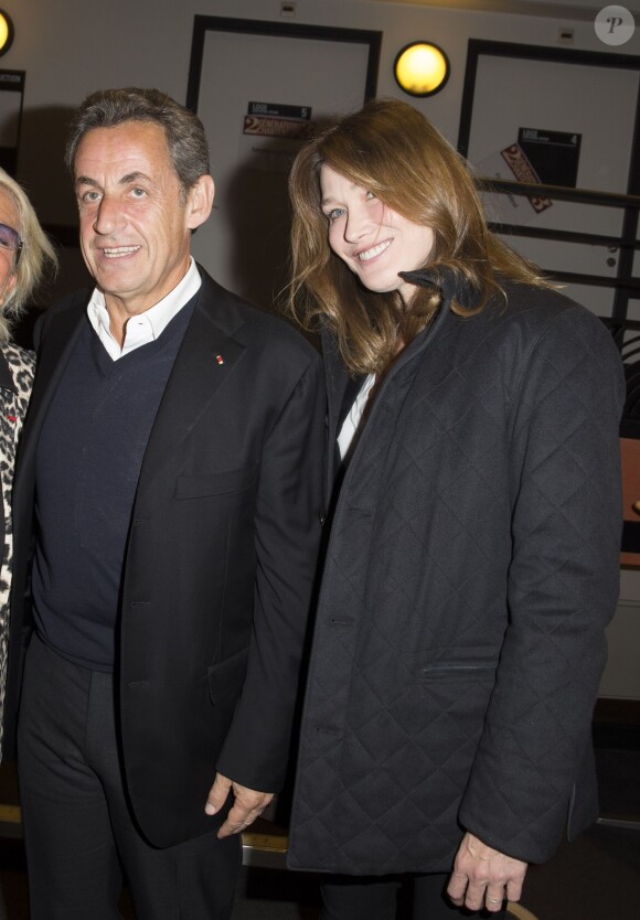 Nicolas Sarkozy et Carla Bruni - 10ème gala de "l'association pour la recherche sur Alzheimer": "2 Générations chantent pour la 3ème" un spectacle inédit de Pierre Souchon à l'olympia à Paris le 19 janvier 2015.