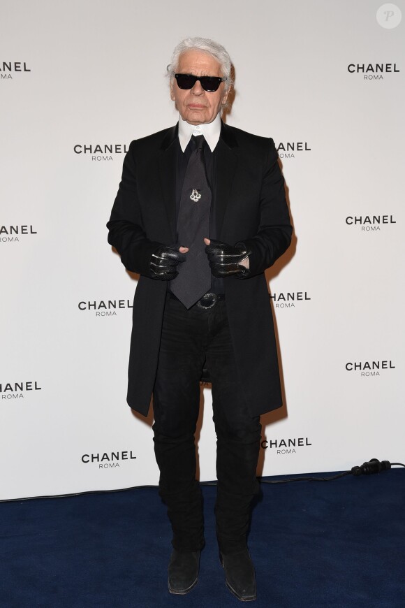 Karl Lagerfeld - People à la soirée pour l'ouverture de la boutique Chanel à Rome le 19 février 2015