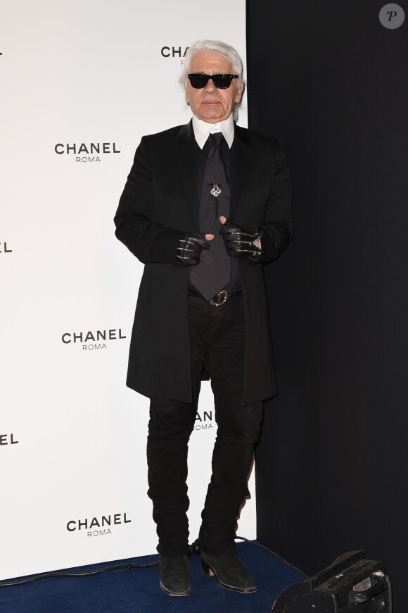 Karl Lagerfeld - People à la soirée pour l'ouverture de la boutique Chanel à Rome le 19 février 2015
