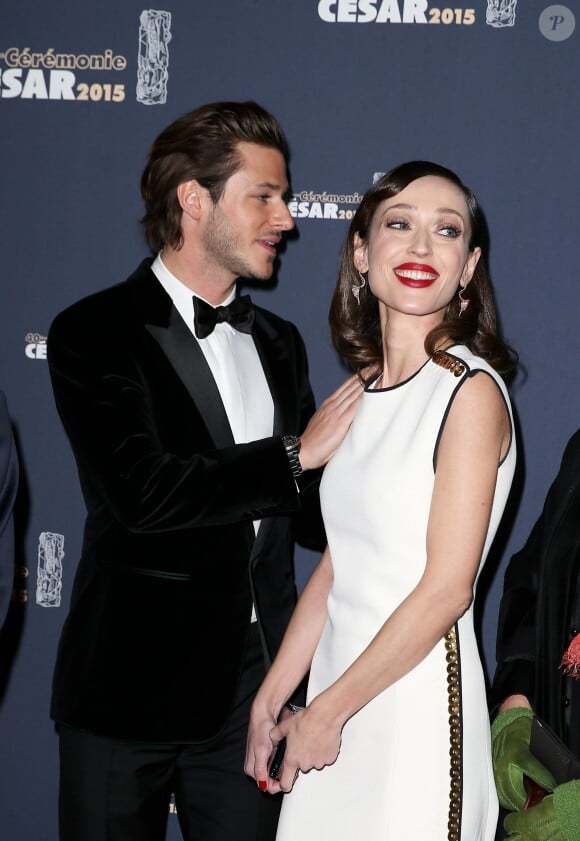 Gaspard Ulliel et sa compagne Gaëlle - Photocall de la 40e cérémonie des César au théâtre du Châtelet à Paris, le 20 février 2015