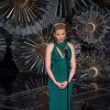 Scarlett Johansson sur scène lors de la 87e cérémonie des Oscars à Los Angeles, le 22 février 2015.