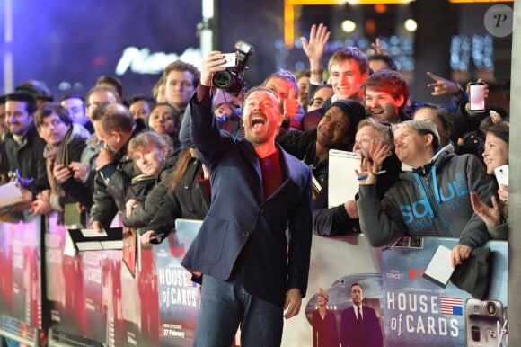 Ricky Gervais - Première de la saison 3 de la série "House of Cards" à Londres, le 26 février 2015.