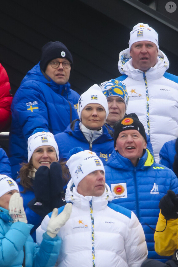 La princesse Victoria et le prince Daniel de Suède - La famille royale suédoise et la famille royale norvégienne assistent aux championnats du monde de ski nordique à Falun en Suède, le 27 février 2015.
