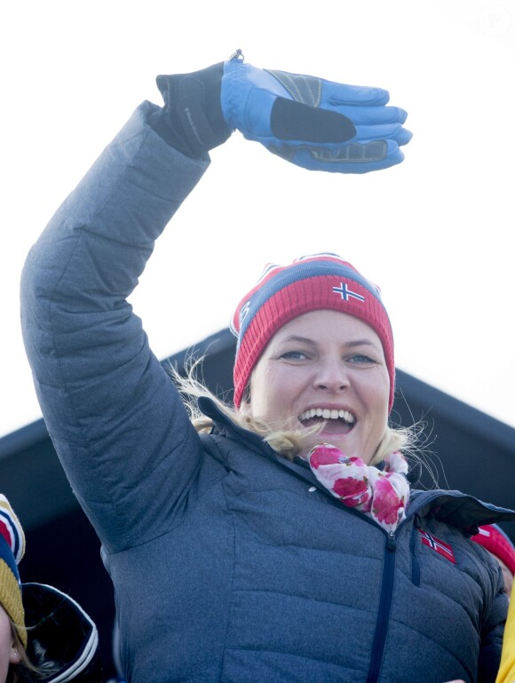 La princesse Mette-Marit de Norvège - La famille royale suédoise et la famille royale norvégienne assistent aux Championnats du monde de ski nordique de la FIS à Falun le 28 février 2015