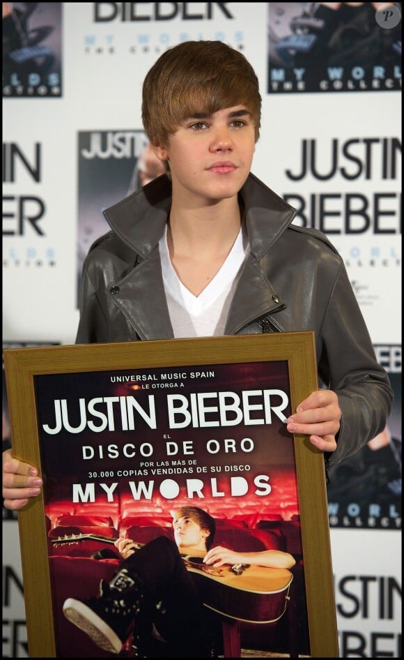 Justin Bieber pour la sortie du disque My Worlds, le 29 novembre 2010 à Madrid