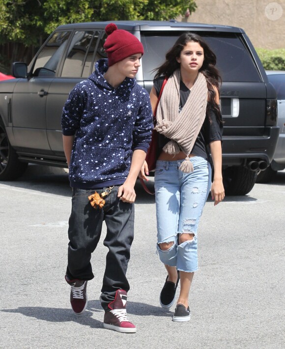 Justin Bieber et Selena Gomez à Los Angeles le 5 avril 2012