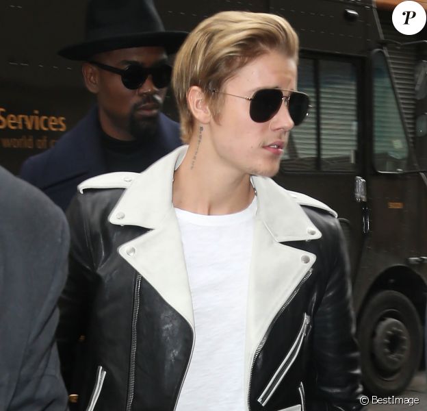 Justin Bieber au lancement de la "Adidas Yeezy 750 Boost", issue de la collaboration entre Kanye West et Adidas, lors de la fashion week à New York, le 12 février 2015.