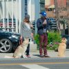 Chad Michael Murray et Sarah Roemer (enceinte) font une balade avec leurs deux chiens dans le quartier de Studio City, à Los Angeles le 3 mars 2015. Le couple attendrait un petit garçon.