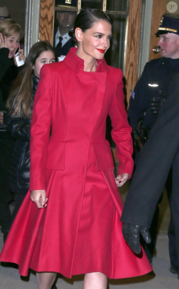 Katie Holmes au défilé de mode Zac Posen lors de la fashion week à New York, le 16 février 2015.