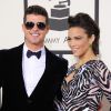 Robin Thicke et Paula Patton lors de la 56e cérémonie des Grammy Awards à Los Angeles le 26 janvier 2014 au Staples Center