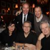 Exclusif - Evelyne Bouix, Laurent Ruquier, Tony Gomez, Pierre Arditi, Daniel Russo - Dîner au Fouquet's des comédiens de la pièce "l'être ou pas" à Paris le 9 mars 2015.