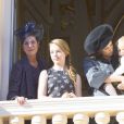 La princesse Caroline de Hanovre, la princesse Alexandra de Hanovre, Sacha Casiraghi et sa mère Tatiana Santo Domingo, enceinte, le 19 novembre 2014 au palais princier pour la Fête nationale monégasque