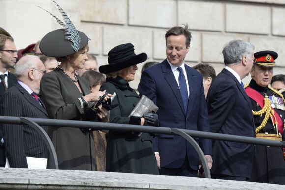 Camilla Parker Bowles et David Cameron le 13 mars 2015 à la cathédrale St Paul de Londres pour un service commémorant les 453 membres des forces armées britanniques morts lors des opérations en Afghanistan depuis 2001.