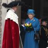 La reine Elizabeth II le 13 mars 2015 en la cathédrale St Paul de Londres à un service commémorant les 453 membres des forces armées britanniques morts lors des opérations en Afghanistan depuis 2001.